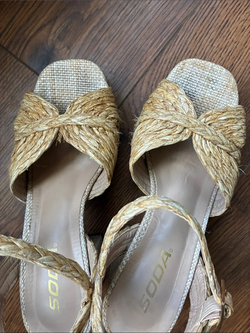 Soda Braided Woven Platform Sandals - Natural Tan